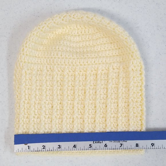 Beanie Handmade Cream Crochet Soft Stretchy Knit Warm Winter Cap Unisex Adult - Picture 6 of 6